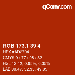 カラーコード: RGB 173.1 39 4 | qconv.com