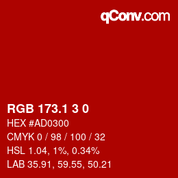 カラーコード: RGB 173.1 3 0 | qconv.com