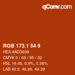 カラーコード: RGB 173.1 54 9 | qconv.com