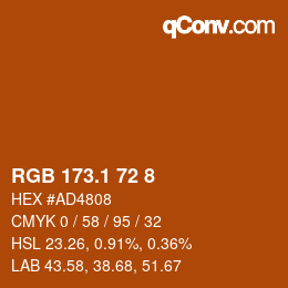 カラーコード: RGB 173.1 72 8 | qconv.com