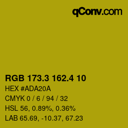 カラーコード: RGB 173.3 162.4 10 | qconv.com