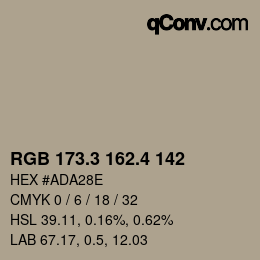 カラーコード: RGB 173.3 162.4 142 | qconv.com