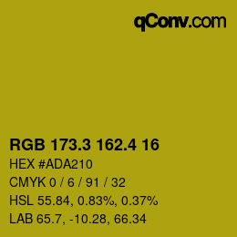 カラーコード: RGB 173.3 162.4 16 | qconv.com