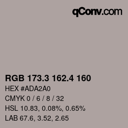 カラーコード: RGB 173.3 162.4 160 | qconv.com
