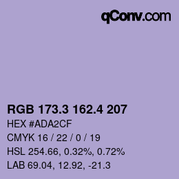 カラーコード: RGB 173.3 162.4 207 | qconv.com