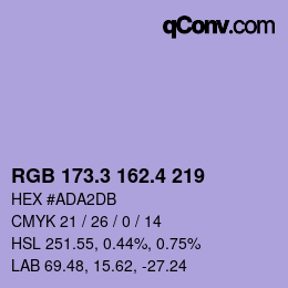 カラーコード: RGB 173.3 162.4 219 | qconv.com