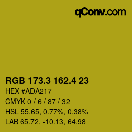 カラーコード: RGB 173.3 162.4 23 | qconv.com