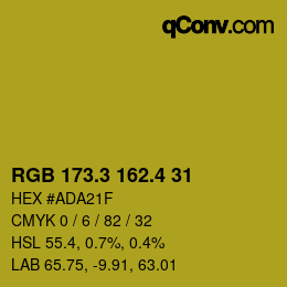 カラーコード: RGB 173.3 162.4 31 | qconv.com