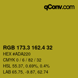 カラーコード: RGB 173.3 162.4 32 | qconv.com