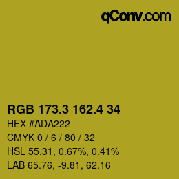カラーコード: RGB 173.3 162.4 34 | qconv.com