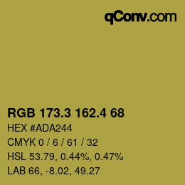 カラーコード: RGB 173.3 162.4 68 | qconv.com
