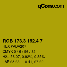 カラーコード: RGB 173.3 162.4 7 | qconv.com