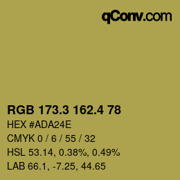 カラーコード: RGB 173.3 162.4 78 | qconv.com
