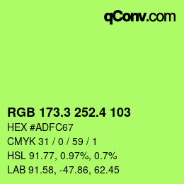 Color code: RGB 173.3 252.4 103 | qconv.com