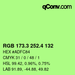 カラーコード: RGB 173.3 252.4 132 | qconv.com