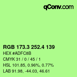 カラーコード: RGB 173.3 252.4 139 | qconv.com