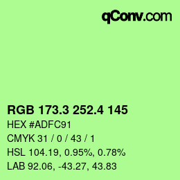 カラーコード: RGB 173.3 252.4 145 | qconv.com