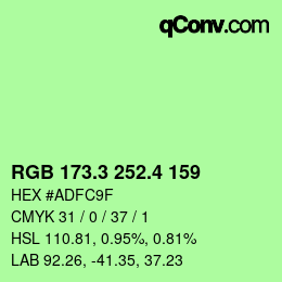 カラーコード: RGB 173.3 252.4 159 | qconv.com