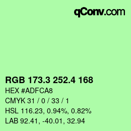 カラーコード: RGB 173.3 252.4 168 | qconv.com