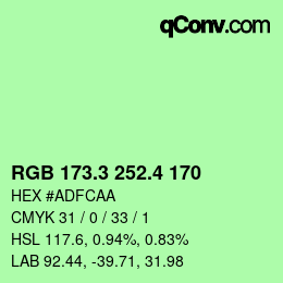 カラーコード: RGB 173.3 252.4 170 | qconv.com