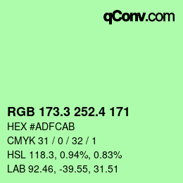 カラーコード: RGB 173.3 252.4 171 | qconv.com