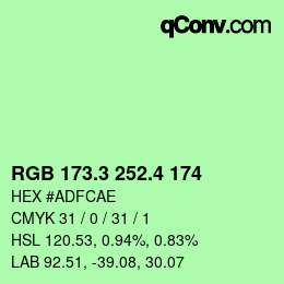 カラーコード: RGB 173.3 252.4 174 | qconv.com