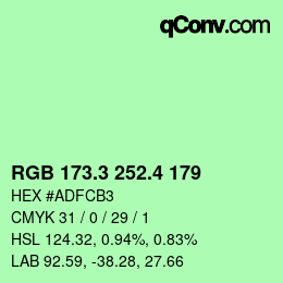 カラーコード: RGB 173.3 252.4 179 | qconv.com