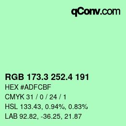 カラーコード: RGB 173.3 252.4 191 | qconv.com