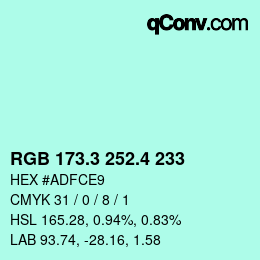 カラーコード: RGB 173.3 252.4 233 | qconv.com