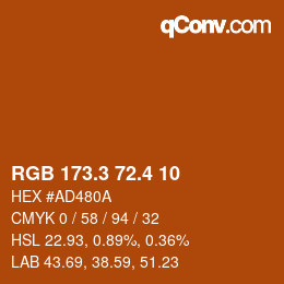 カラーコード: RGB 173.3 72.4 10 | qconv.com