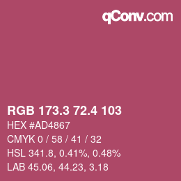 カラーコード: RGB 173.3 72.4 103 | qconv.com
