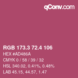 カラーコード: RGB 173.3 72.4 106 | qconv.com