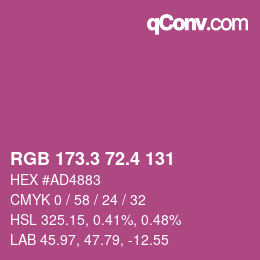 カラーコード: RGB 173.3 72.4 131 | qconv.com