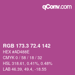 カラーコード: RGB 173.3 72.4 142 | qconv.com