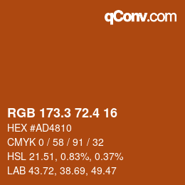 カラーコード: RGB 173.3 72.4 16 | qconv.com