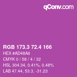 カラーコード: RGB 173.3 72.4 166 | qconv.com