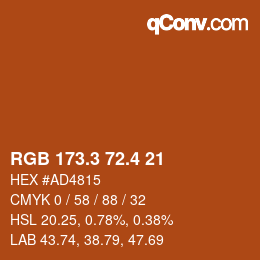 カラーコード: RGB 173.3 72.4 21 | qconv.com
