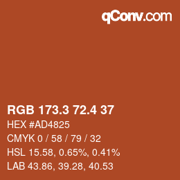 カラーコード: RGB 173.3 72.4 37 | qconv.com