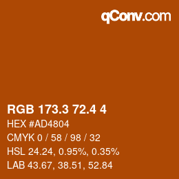 カラーコード: RGB 173.3 72.4 4 | qconv.com