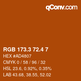 カラーコード: RGB 173.3 72.4 7 | qconv.com