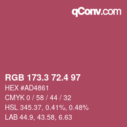 カラーコード: RGB 173.3 72.4 97 | qconv.com