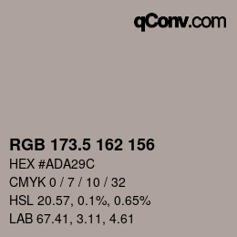 Color code: RGB 173.5 162 156 | qconv.com