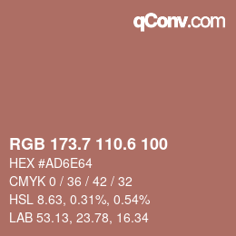 カラーコード: RGB 173.7 110.6 100 | qconv.com