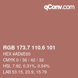 カラーコード: RGB 173.7 110.6 101 | qconv.com