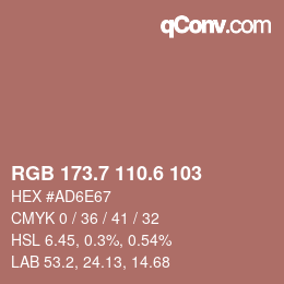 カラーコード: RGB 173.7 110.6 103 | qconv.com