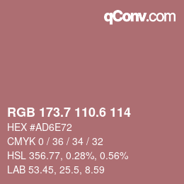 カラーコード: RGB 173.7 110.6 114 | qconv.com