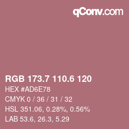 カラーコード: RGB 173.7 110.6 120 | qconv.com