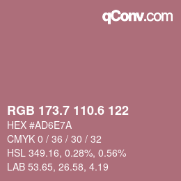 カラーコード: RGB 173.7 110.6 122 | qconv.com