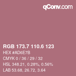 カラーコード: RGB 173.7 110.6 123 | qconv.com