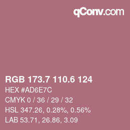 カラーコード: RGB 173.7 110.6 124 | qconv.com